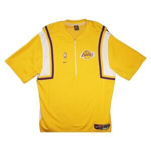 Vintage Nike Los Angeles Lakers Warm-Up Half Zip Shirt XL Yellow Purple NBA